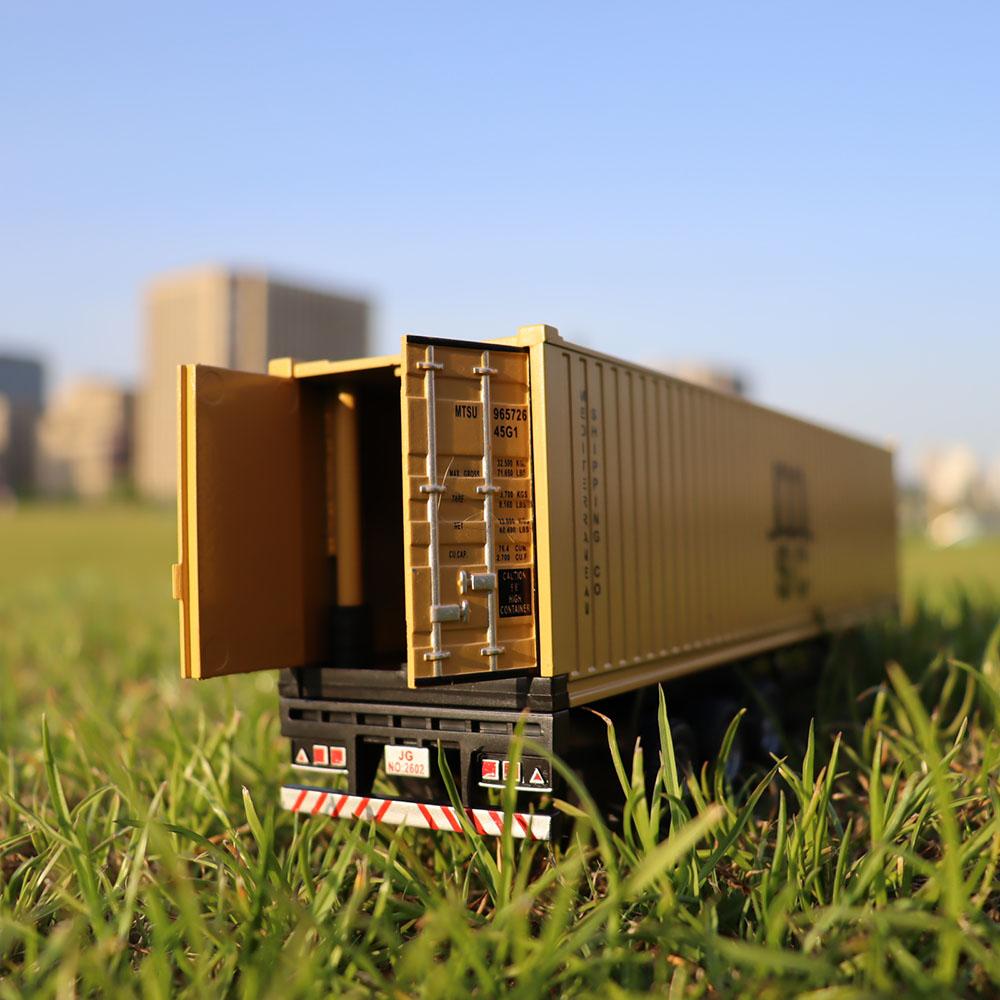 1:50 Amerikanischer Anhänger Transportfahrzeug Diecast Legierung Vorderteil Container LKW Modelle Spielzeug Ton Licht Autos für Jungen Weihnachtsgeschenke