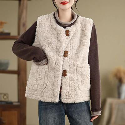 Kamizelka Damska Bez Rękawów Top Pogrubiona Ciepła Retro Oversize Kamizelka Luźna Wszechstronna Codzienna Bez Rękawów Płaszcz Kamizelka Top