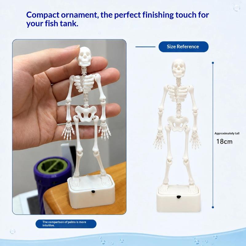 1Pcs Creative Dancing Skeleton Fish Tank Decoration, Movable Skeleton, Halloween Aquarium Decoration, Requires Its Own Air Pump