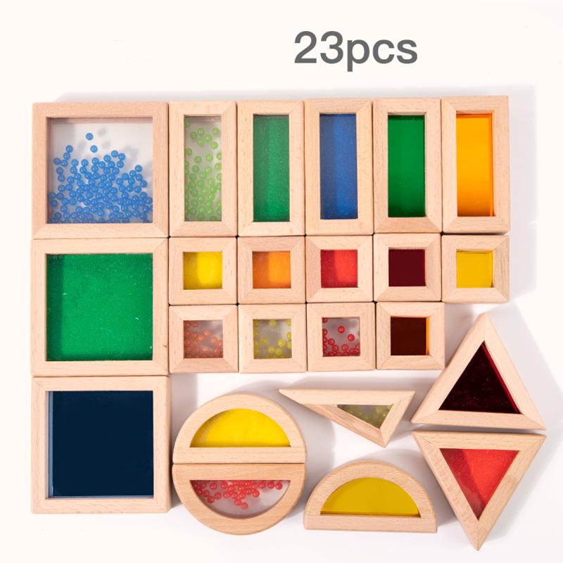 Sensorisches Holzbaustein-Set Acryl Regenbogen Bau-Spielzeug Geeignet Für Kinder-STEM-Lernen Geschenk Regenbogen Stapelbaustein-Spiel