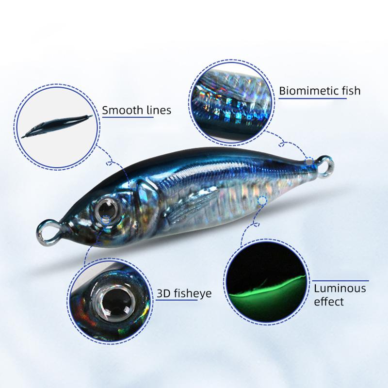3D Inkjet Printing S-shaped Iron Plate Bait Luminous Long-range Bionic Bait Deep-sea Boat Fishing Bait