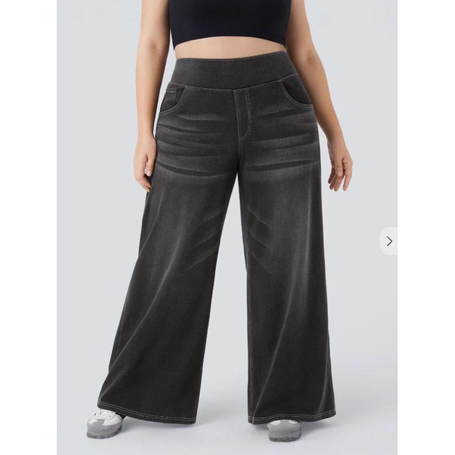 

Осенние женские мешковатые джинсы уличная одежда с высокой посадкой широкие джинсовые брюки ретро эластичная талия синие свободные женские брюки XS серый