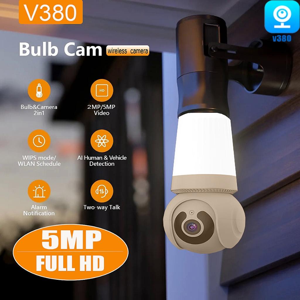 5MP CCTV Home Wireless WiFi Camera Bulb E27 Full Color Night Vision Automatic Tracking Security Camera for V380 Pro App