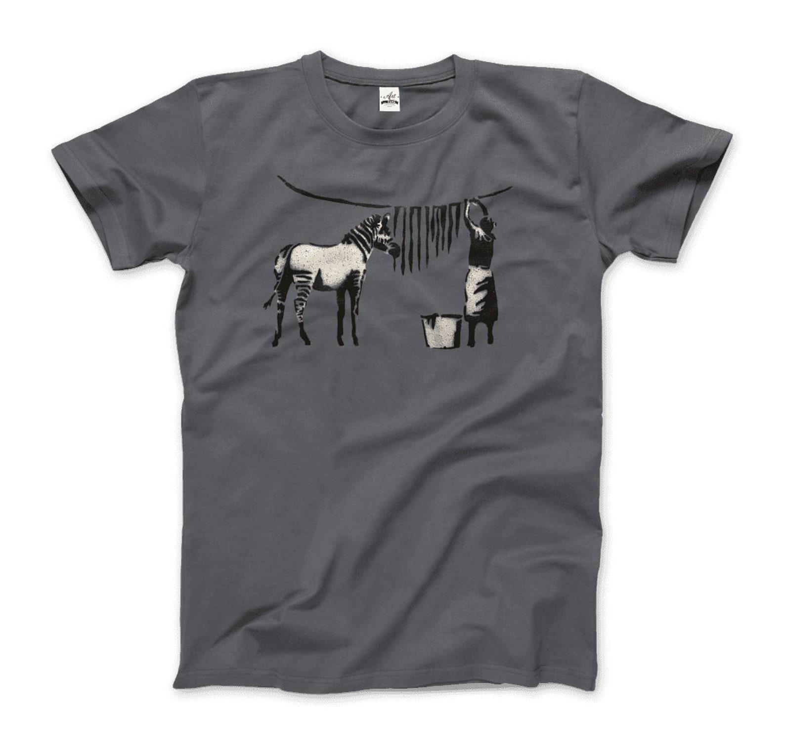 Banksy Zebra Stripes Artwork T-Shirt XL