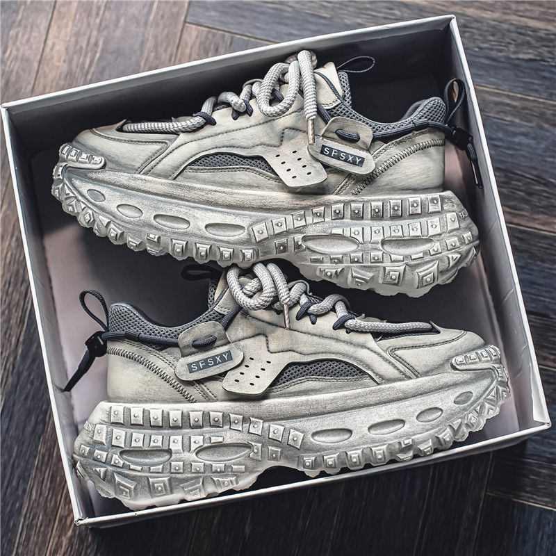 Men's Shoes Are Fashionable and Versatile, and the Thick Sole Increases the Height of Forrest Gump Shoes. 2025 Spring New Dad Shoes Are Breathable Spo