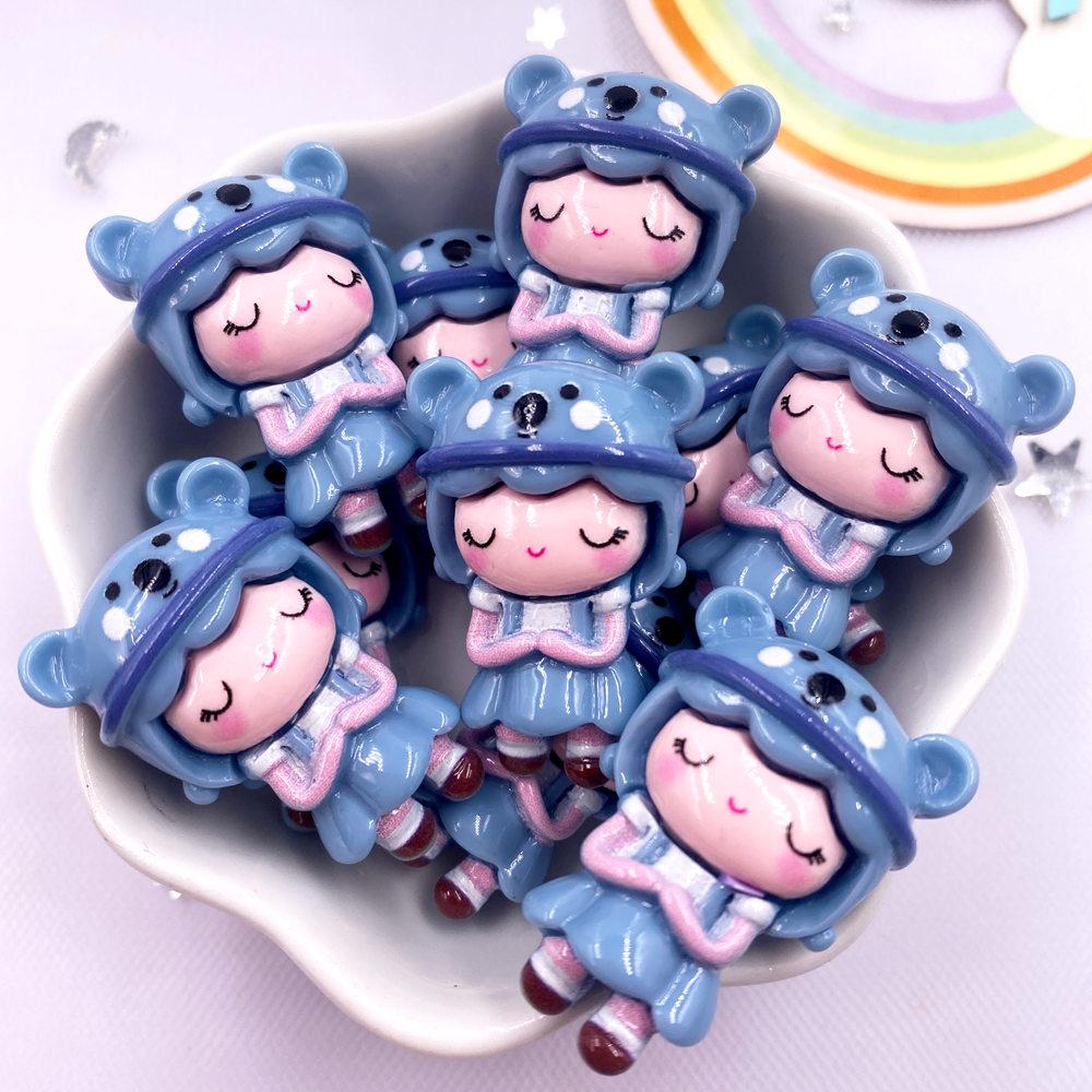 8PCS Resin Colorful 3D Cartoon Rabbit Bee Bear Squirrel Girl Flat Back Stone Figurine Scrapbook DIY Bow Decor Accessories Crafts