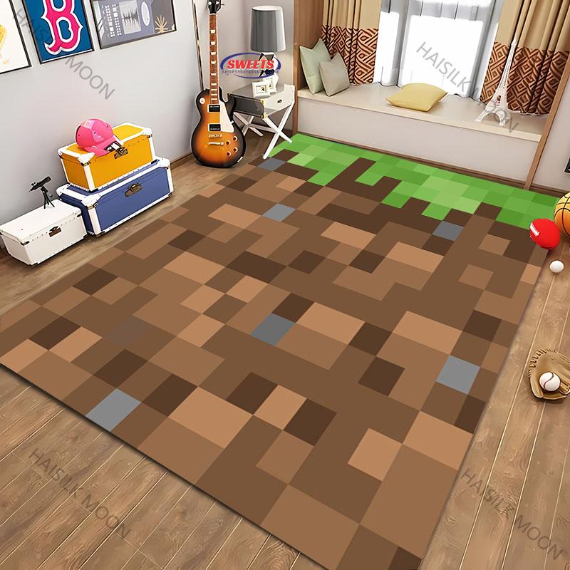 1PC Pixel Pattern Sword Printed Carpet Computer Room Game Room Non-slip Decorative Mat Livingroom Bedroom Office Large Area Rug