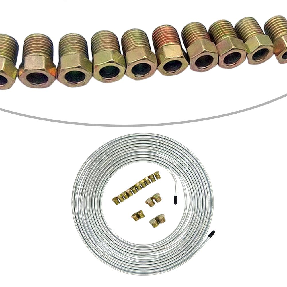 Kit Linea Freno Auto da 25 Piedi 3/16 Pollici Raccordi Linee Freno Kit di Riparazione Linee Freno Per la Maggior Parte dei Veicoli Auto SUV Camion Parti Freni