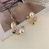 Pearl Tulip Earrings Stud Earrings for Women Korean Creative Design Temperament Personality Jewelry Girl Gift Brincos
