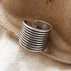 925 Sterling Silver Rings For Women Geometric Fine Jewelry Finger Adjustable Vintage Wide Strip Ring For Party Birthday Gift