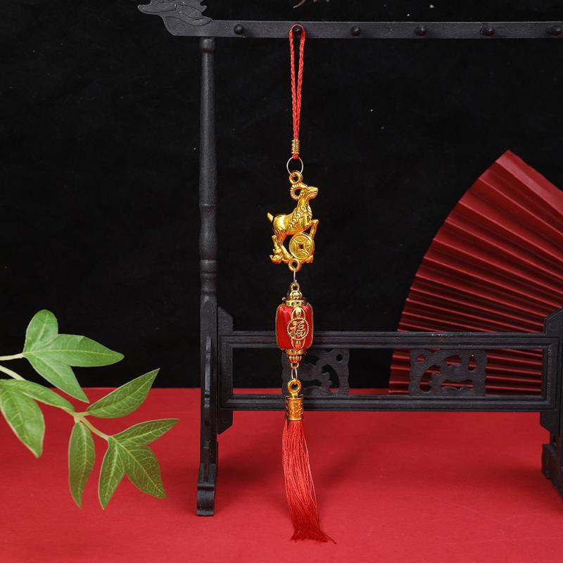 Chinese  Year 2027 Goat Hanging Ornament Red Tassel Cute Lucky Decor For Spring Festival Family Party Gifts