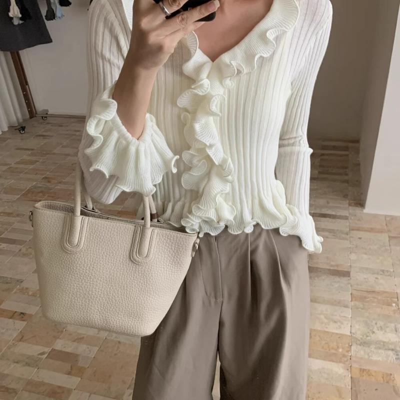 

Модный ажурный трикотажный свитер с грибным узором, осень 2025, новый женский свитер с V-образным вырезом на талии 11950 average size