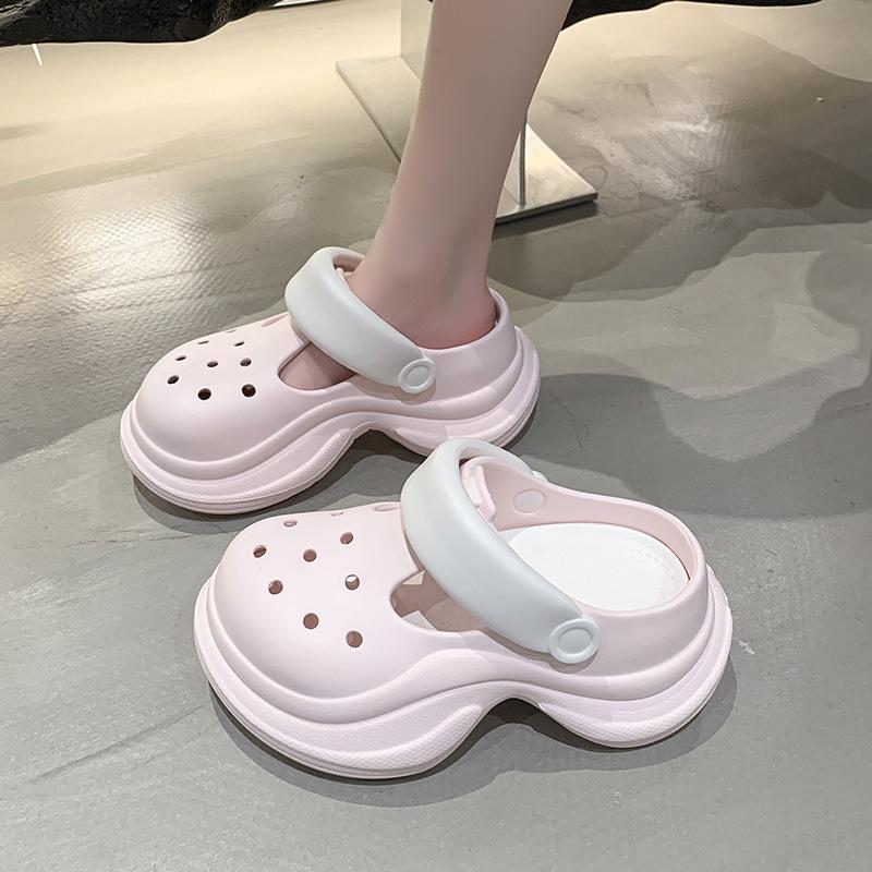 Fashion Women Platform Sandals DIY Laceup Fashion Clogs Thick Sole Summer Garden Shoes Ladies Home Street Slippers Beach Wedges Slides