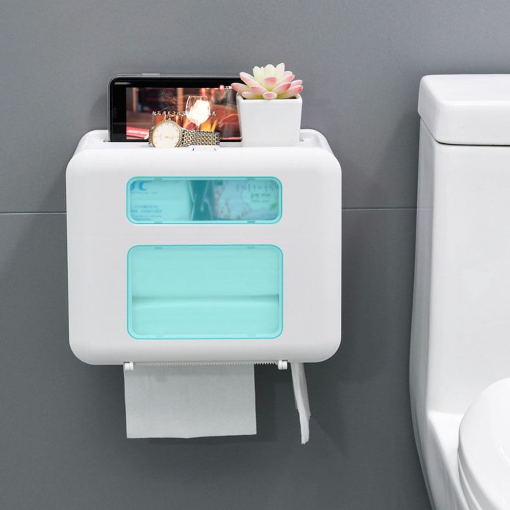 Wall Mounted Toilet Paper Box Large Capacity Roll Paper Storage Rack Sundries Storage Box  for Home