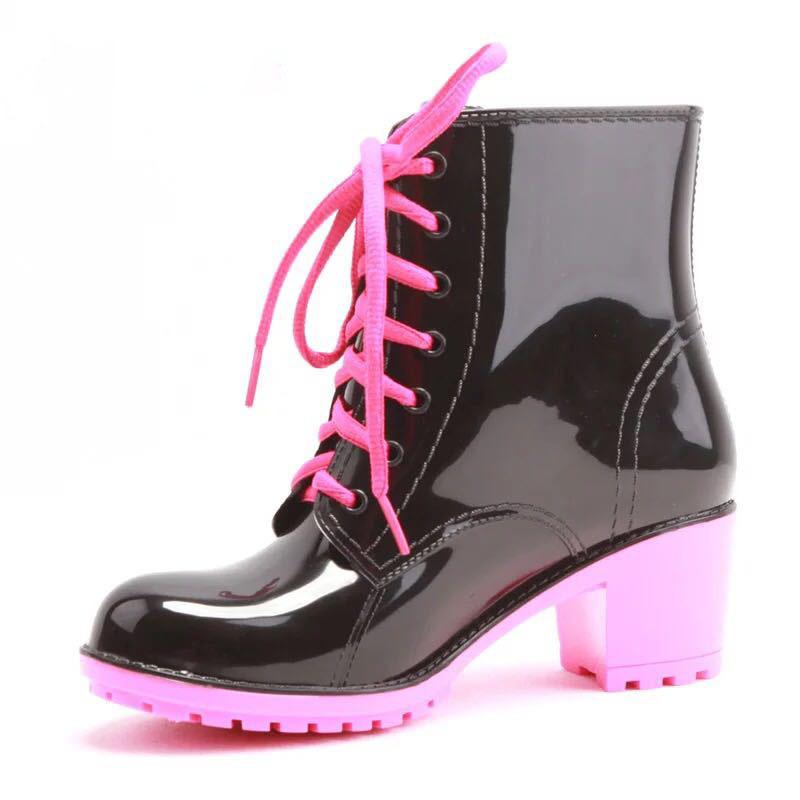 

Women s Ankle Rain Boots Autumn Oxford Plain Shoes Woman Dress Zipper Shoe Formal OL High Heels Lady Black Footwear 2025 5 бежевий