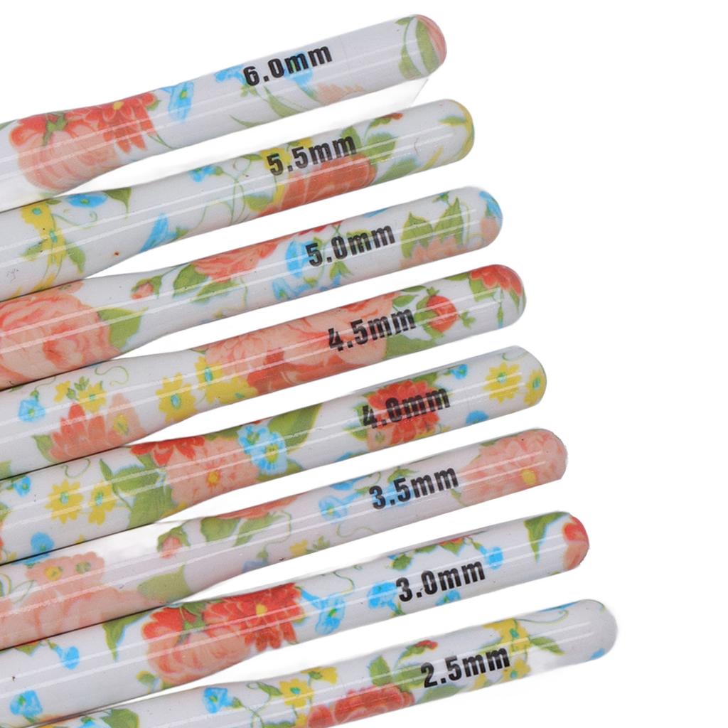 8pcs Crochet Hook Set Printing Aluminum Handcraft   Colorful Crochet Hook Ergonomic Knitting Hook for Knitters for Sewing