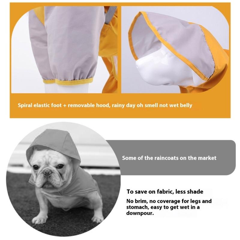 Waterproof Hooded Dog Raincoat with Detachable Hoods Adjustable Pet Rain Jackets For Small To Large Dog Outdoor Activity