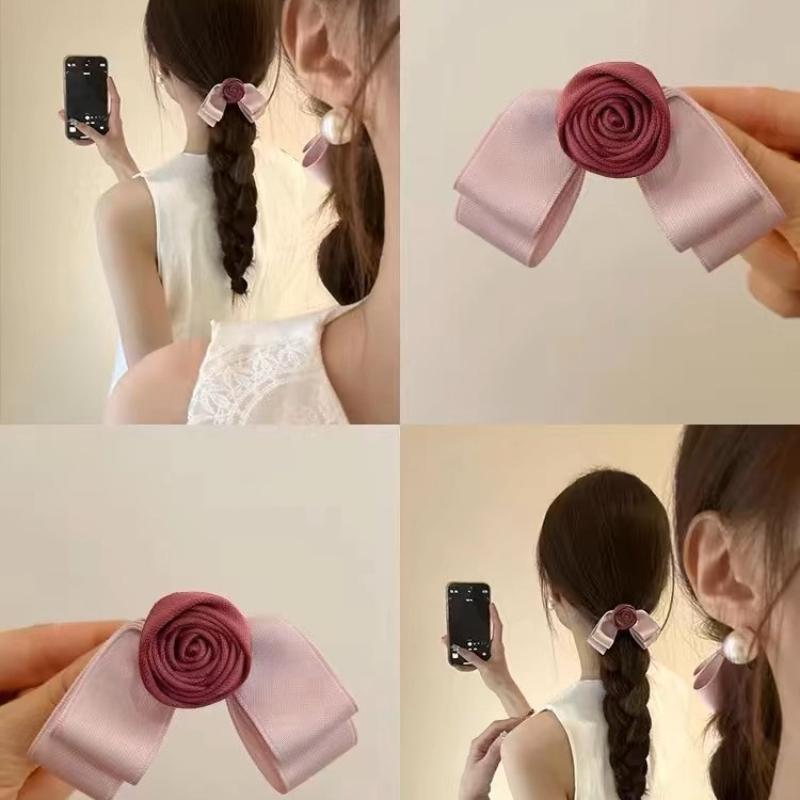 Modische Haarspangen im koreanischen Stil für Damen Stoffkunst Rosenblume Haarspange Neues Produkt Kopfschmuck