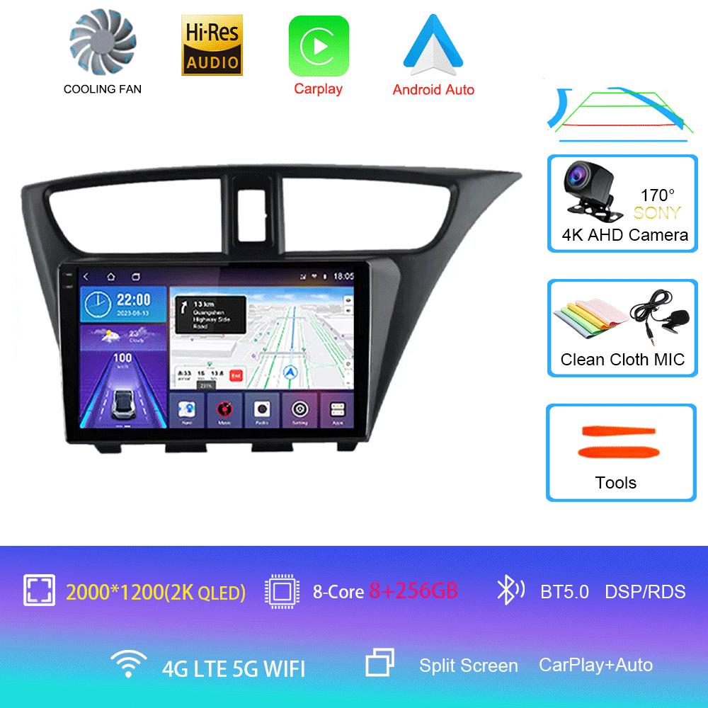 Android 14 Carplay Radio De Coche Para Honda CIVIC Hatchback 2012 2013 2014 2015 2016 2017 Reproductor Multimedia Navegación GPS