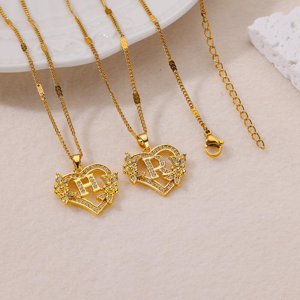 Heart Initial Letter Necklaces For Women Gold Color Stainless Steel Chain A-Z Alphabet Pendant Necklace Birthday Jewelry Gift