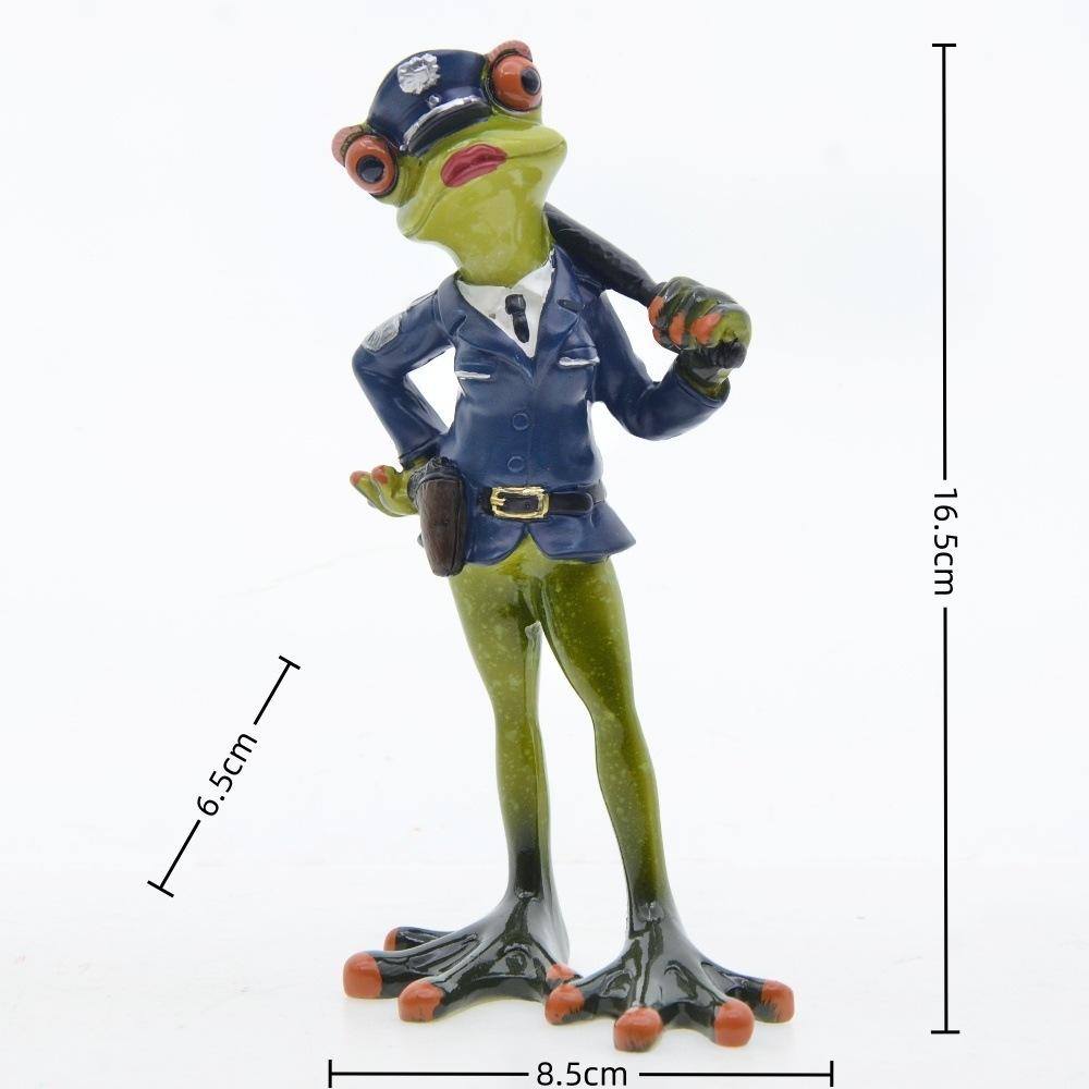 

Cute Frog Playing Tennis Police Animal Model Statues 16cm Collectible Figurine Art Ornament Home Living Room Tabletop Decor Item
