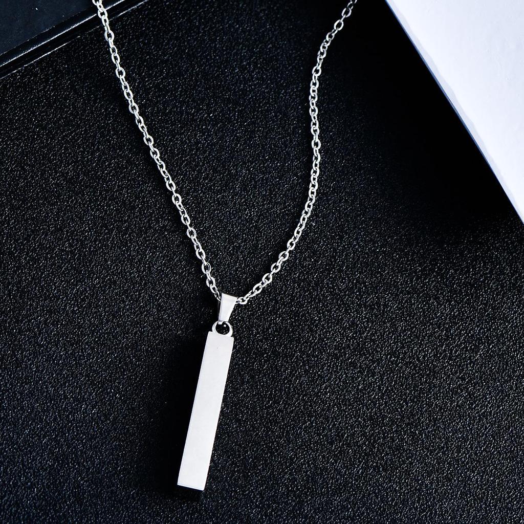 Men's and Women's Minimalist Titanium Steel Rectangular Pendant Necklace