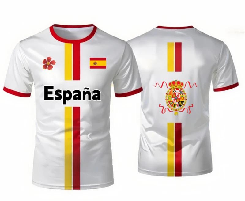 Fashion Spanish Flag Graphic Football T Shirts Summer Trendy National Emblem 3D Printed Jersey Cool Streetwear Oversized Tees