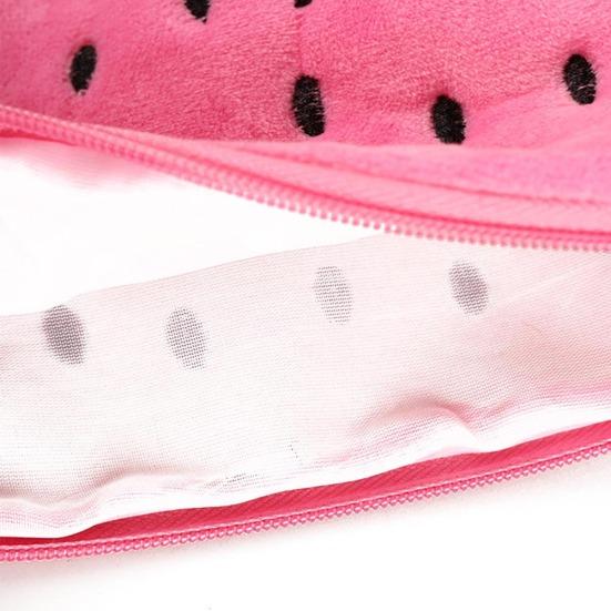 Watermelon Semicircle Short Plush Pencil Bag Stationery Storage Zipper Case