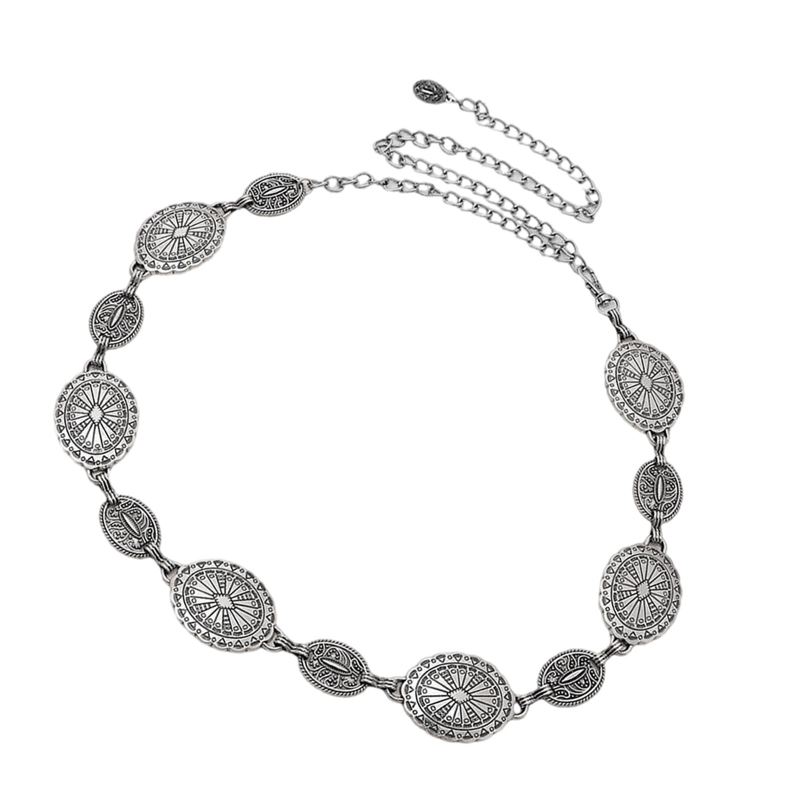 

Elegant Adjustable Length Waist Chain Handmade Ethnic Style Belt Bohemian Jewelry for Vacation Travel and Everyday Wear серебряный