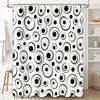 Modern Black White Print Shower Curtain For Bathroom Decor Round Pattern 3D Waterproof Fabric Various Sizes Available (Customiza