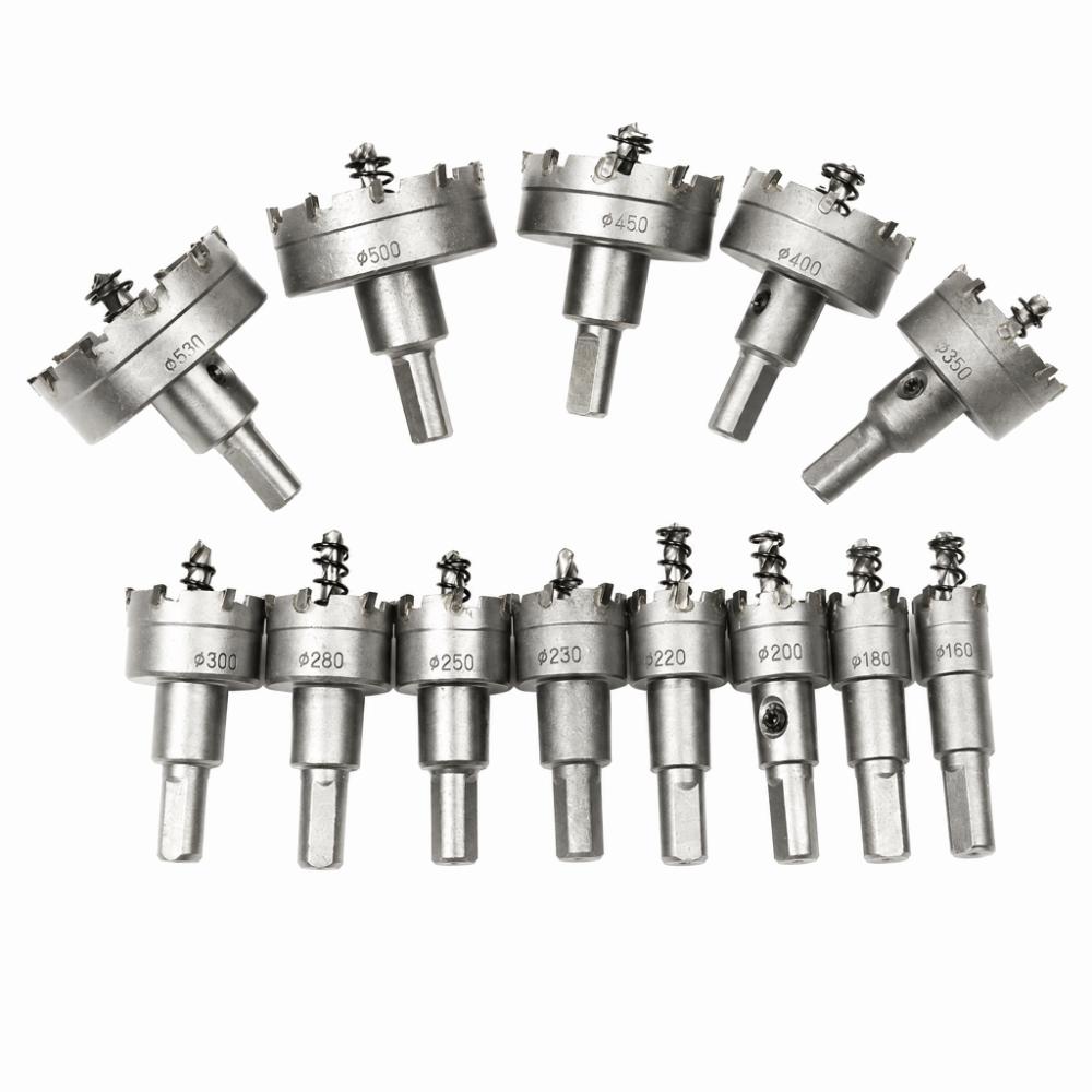 13-teiliges TCT-Bohrer-Set, 16-53 mm Größen, Hartmetall-Lochsägen-Set für Metallschneiden