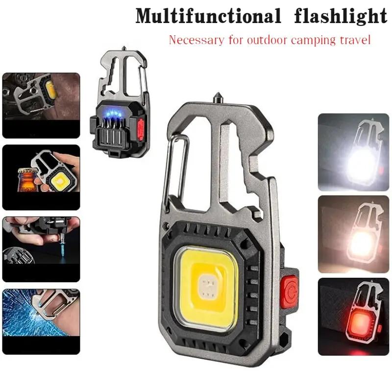 COB Keychain Work Light Portable EDC Flashlight High Lumens Camping Hiking Running Emergency Lighting Lamp With Screwdriver