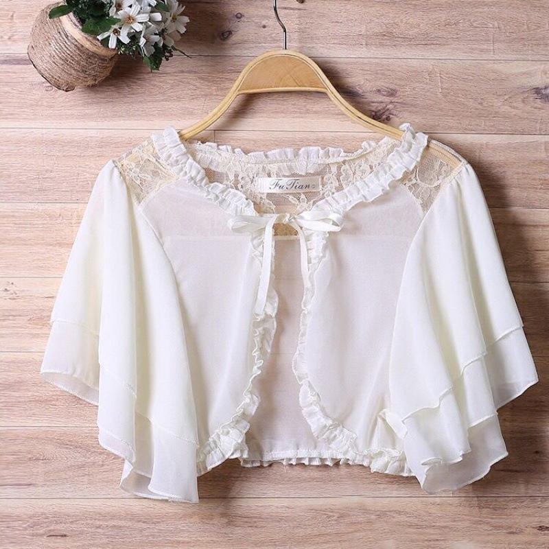 Women's Plus Size Chiffon Shawl Jacket - Short Sleeve Cardigan with Sun Protection