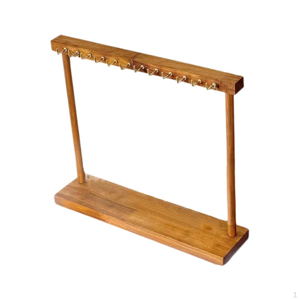Decorative Wooden Jewelry Organizer, Simple Tabletop Necklace Holder, Stand for Girls And