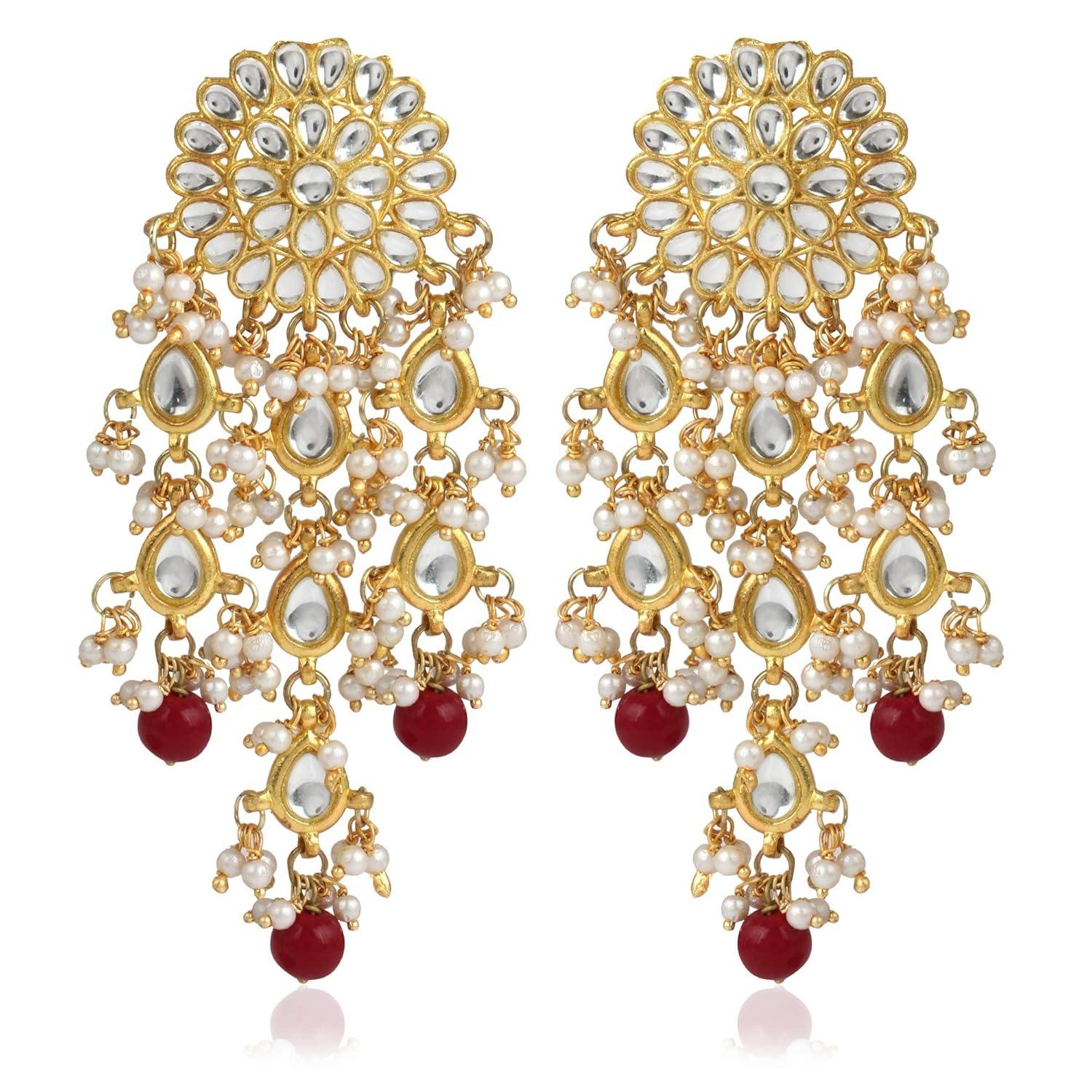 Женские позолоченные серьги с кисточками Kundan Onesize