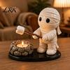 Healing Aromatherapy Candle Holder Halloween Campfire Tealight Holder, Mummy Ghost Scarecrow Resin Warm Light Ornament Stand for Desk, Fall