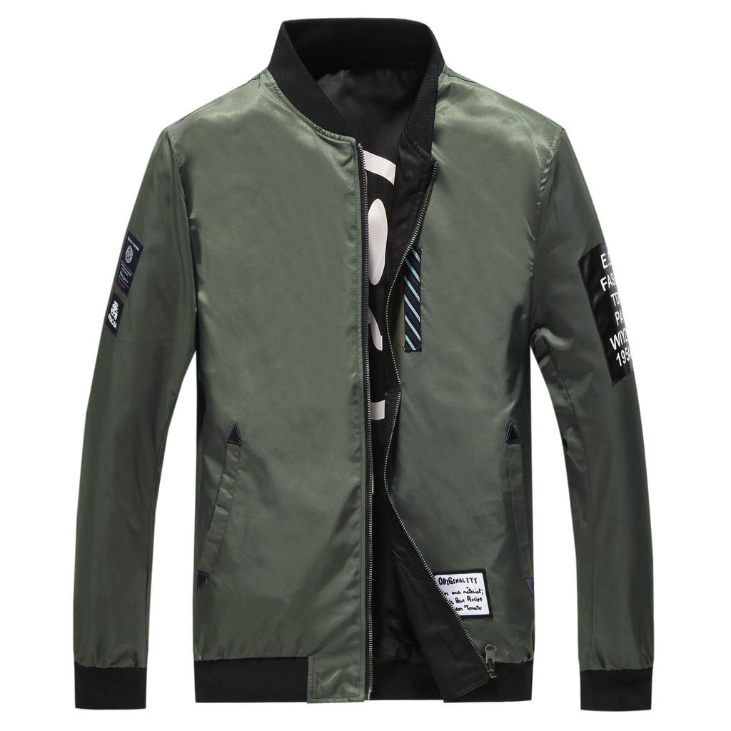 Premium Quality Mens Jacket Ma1 Army Smiling Face Reversible Bomber Jacket Coat