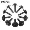 100Pcs Screws Metal Car Body Fender Bumper Retainer Clips Black Phosphate Finish