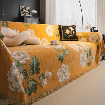 Funda Sofa Home Chenille Big Flower Sofamatte Überwurfdecken Ganzjahres-Camping-Picknickdecke Sofabezug
