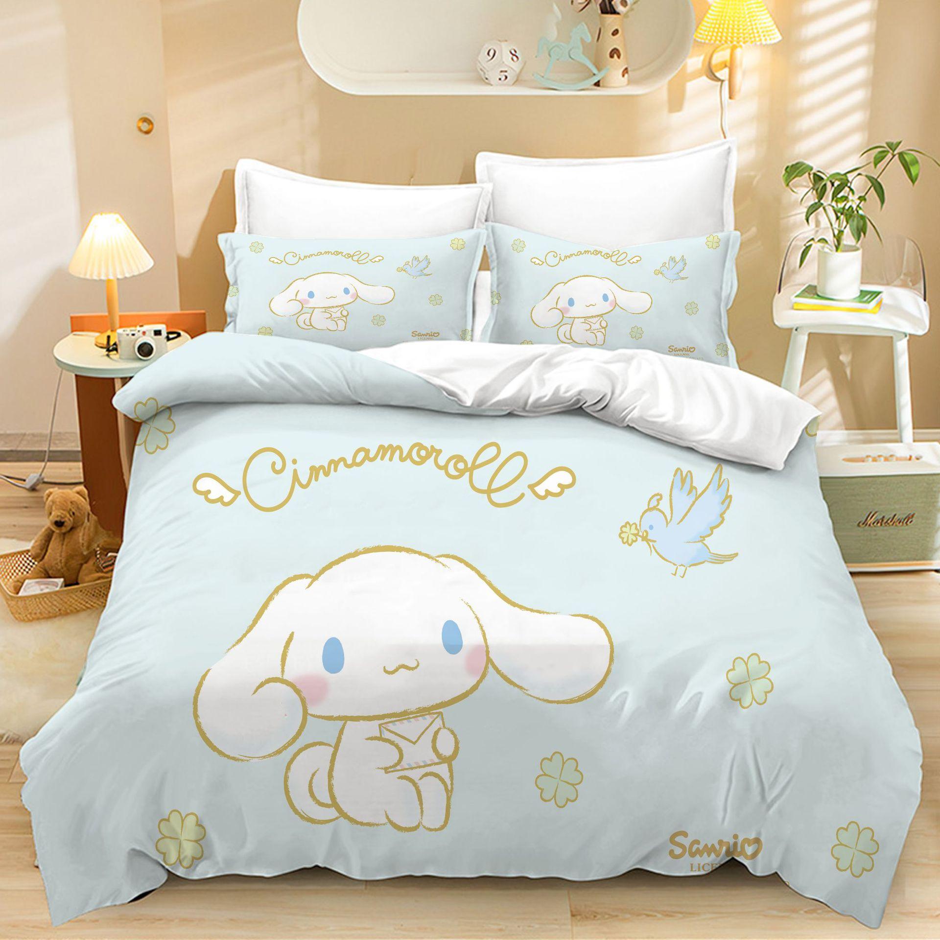 

Sanrio Pom Pom Purin Cinnamoroll Комплекти постільної білизни Ковдра Покривало Наволочка 2-3 Предмети Комплекти для Дітей Дорослих US Full 203x228cm