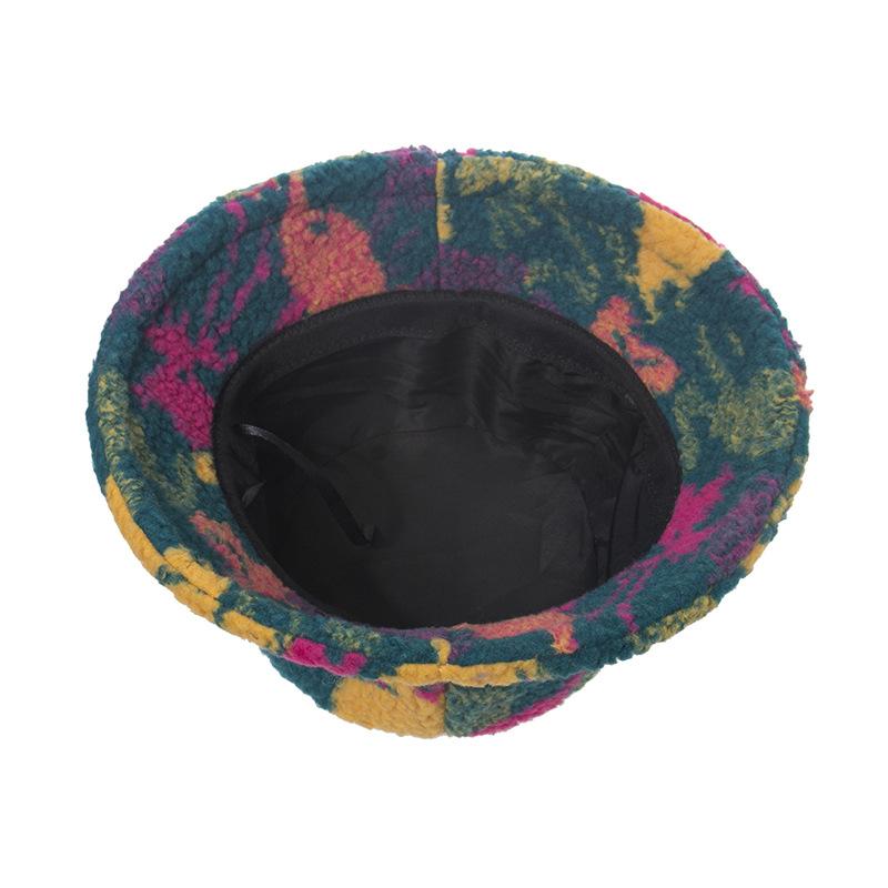 2023 Internet celebrity bucket hat female autumn and winter graffiti lamb wool bucket hat go out basin hat fashion trend