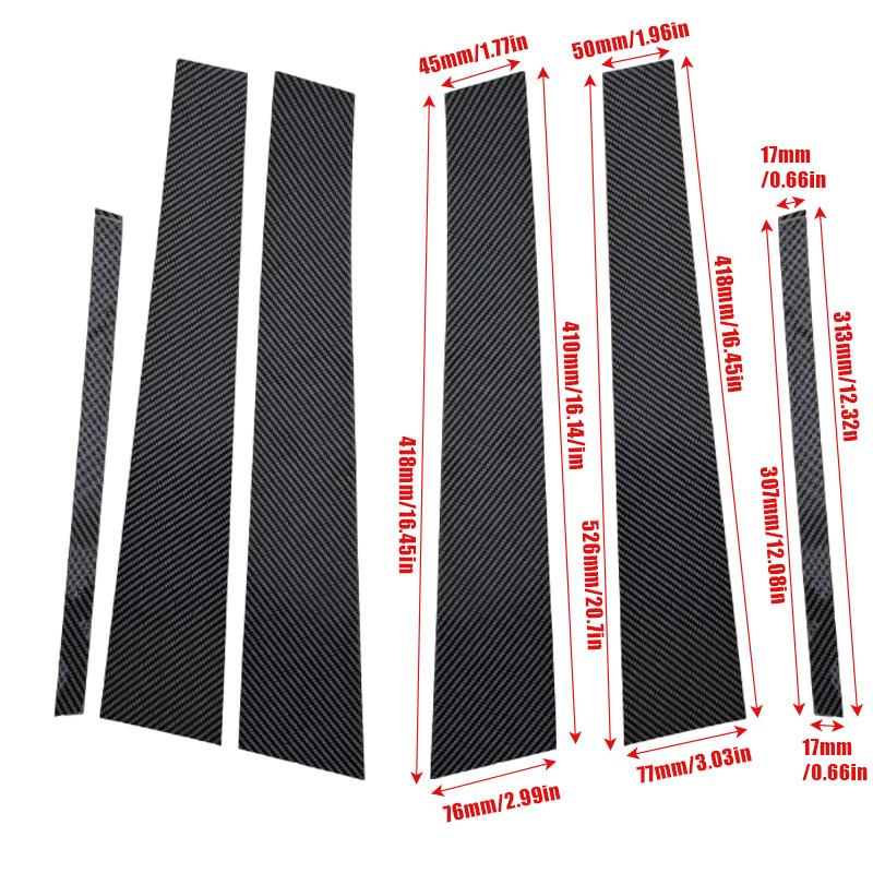 6Pcs Carbon Fiber Black Car Pillar Posts Stickers For Honda Accord 2008-2012 Auto Exterior Door Window Posts Decoration Styling