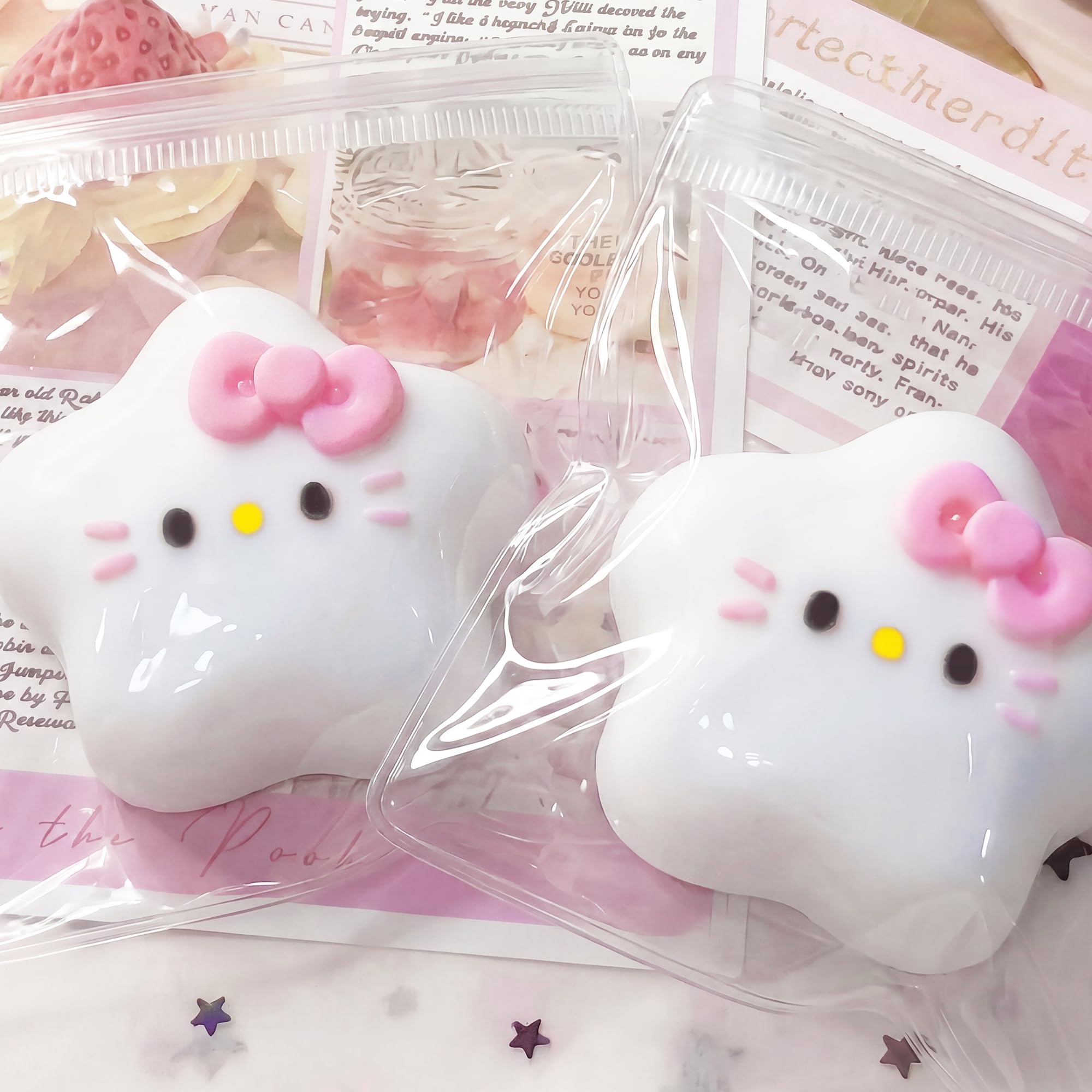 CHALAN Squeeze Toys Stress Paw Pleasant Tactile Sensory Time Photo Suitable for Kids and Glitter Star Set of 2 - Soft, Squishy, Watery, Relaxing,