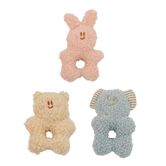 Squeaky Plush Toys for Small Dogs Stuffed Animal Dog Chew Toy, Bear Bunny Crinkle Interactive Boredom Relief Accessories Snuffle Toy with Center Hole