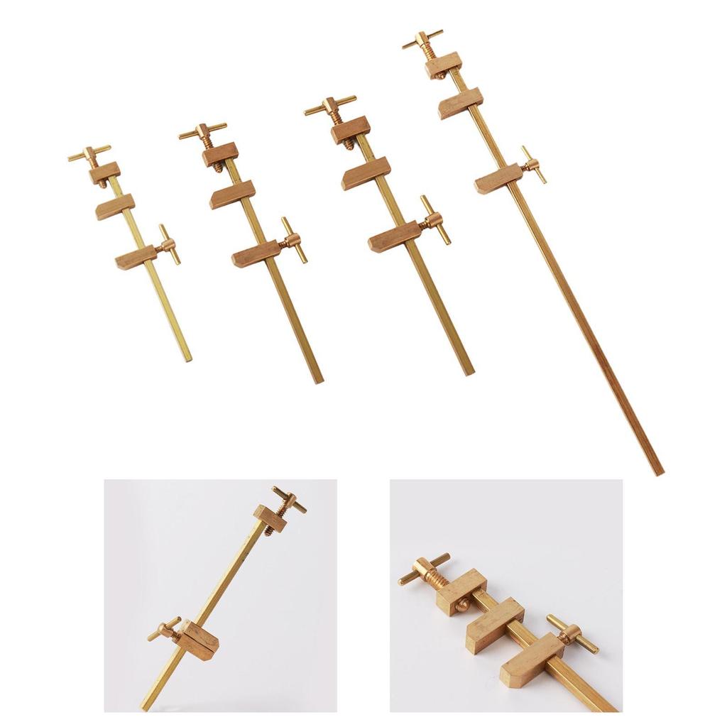 F Clamp Adjustable Jaw DIY with Knurled Tightening Screws Carpentry Miniature Quick Clip Woodworking Brass Japanese Wood Clamp