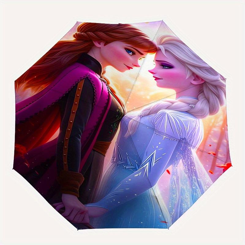 Elsa,Anna Automatic Opening and Closing Umbrella - 8-rib Folding Design, Lightweight and Portable, Suitable for Daily Business Use, Pocket-f