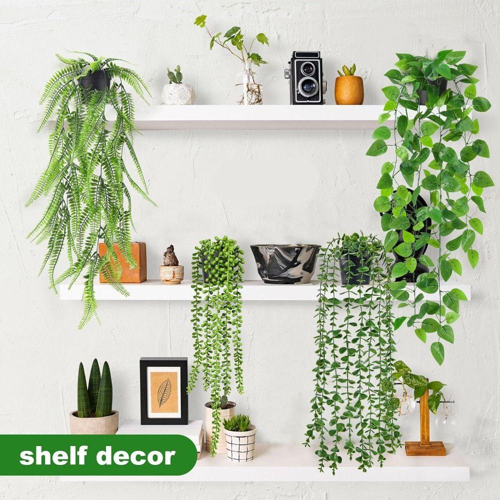 Plastic Material Hanging Vine With Basin Simulation Flower New Persian Fern Leaves  Christmas Tree