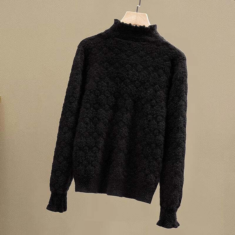 Tachi Women's Ruffle Trim Mock Neck Knit Top