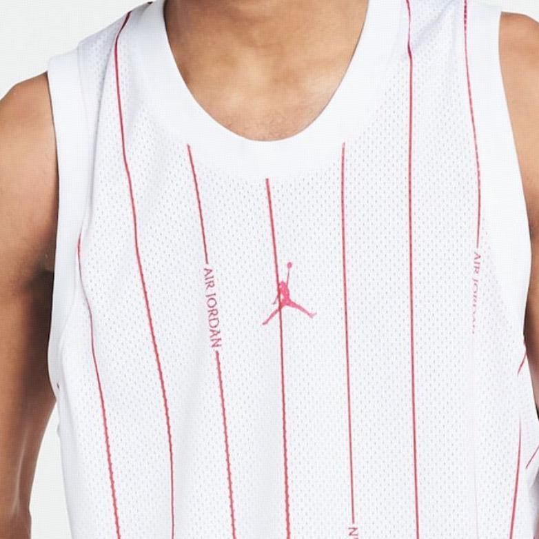 Jordan Striped Alphabet Numeric Print Round Neck Vest Men Tops White DM1380-100