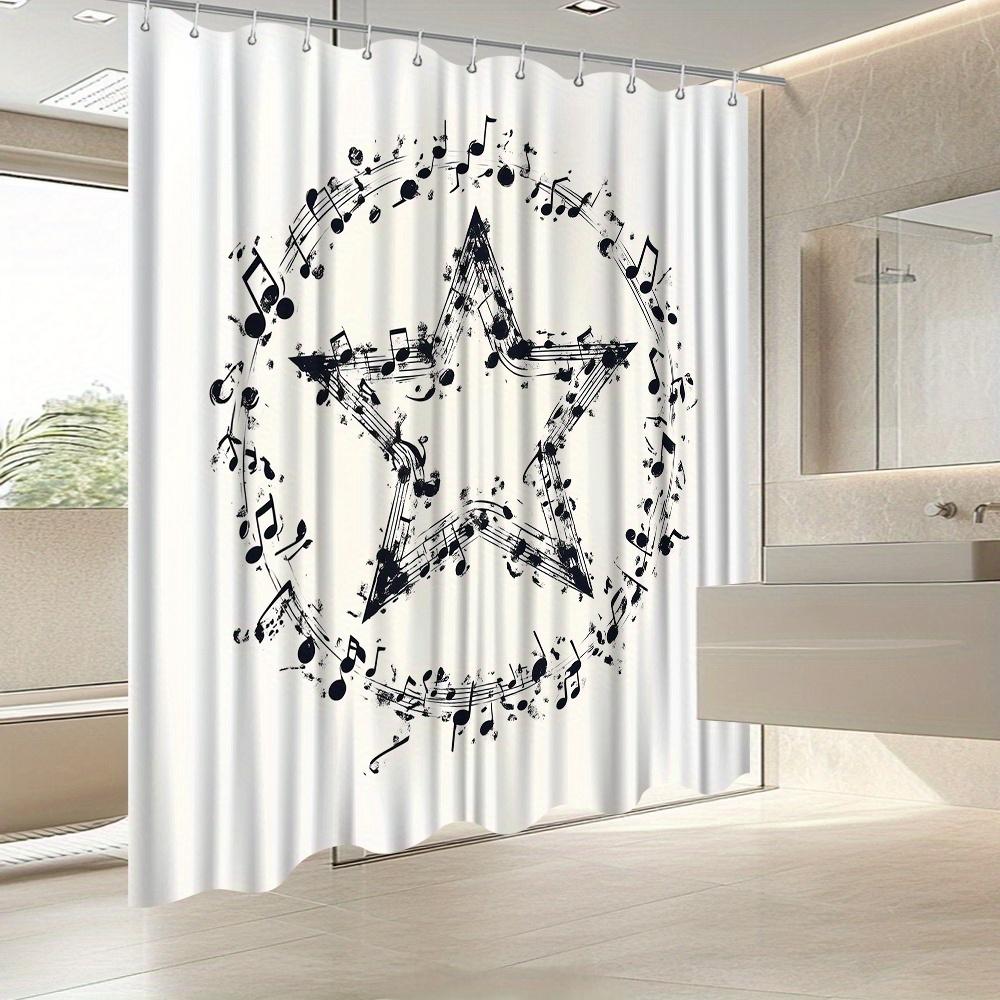Abstract Music Notes Shower Curtain - Geometric Art Design,  Fade Resistant, Machine Washable,  Digital Print Bath Decor